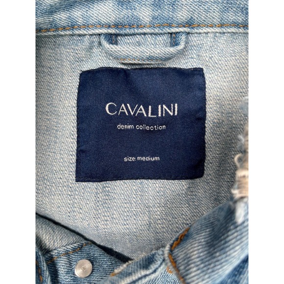 Cavalini Denim Collection Women's Distressed Jean Jacket 80's Retro Blue Size M - Picture 4 of 9